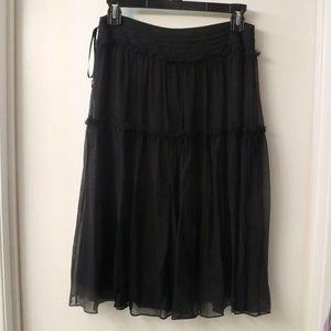 Alfani silk black boho skirt w frayed tiered seams size 4p